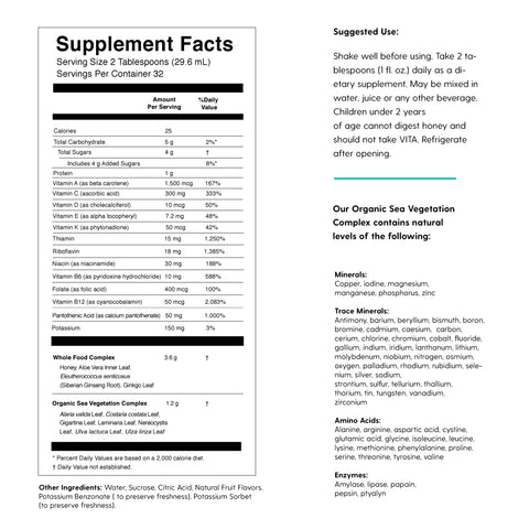  VITA liquid vitamins and minerals supplement facts by FLYTE